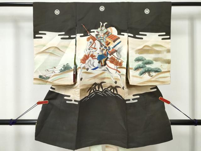 平和屋着物[]お宮参り　男の子　祝着　産着　初着　のしめ　駒刺繍　武士　暈し染め　金彩　逸品　DABE7279ma