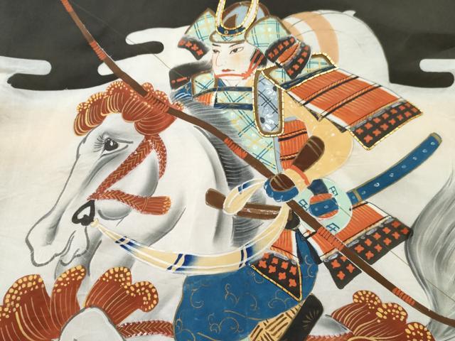 平和屋着物[]お宮参り　男の子　祝着　産着　初着　のしめ　駒刺繍　武士　暈し染め　金彩　逸品　DABE7279ma