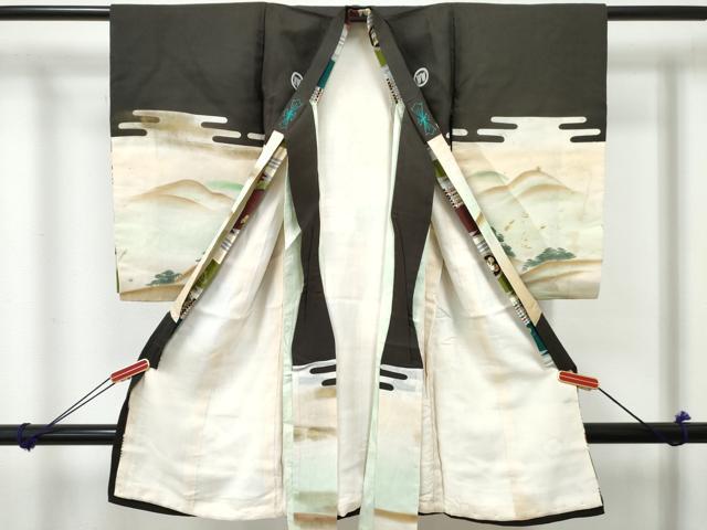 平和屋着物[]お宮参り　男の子　祝着　産着　初着　のしめ　駒刺繍　武士　暈し染め　金彩　逸品　DABE7279ma
