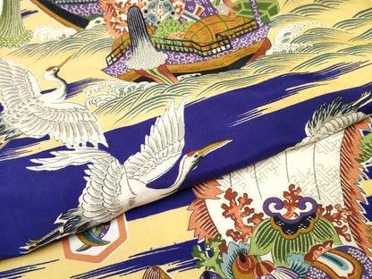 平和屋着物[]お宮参り　男の子　祝着　産着　初着　のしめ　飛鶴　宝船　逸品　DABE7283ma