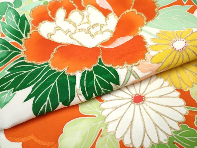 平和屋着物[]七五三　女の子　３歳　祝着　三つ身　刺繍　花籠文　暈し染め　金彩　逸品　DABE7291ma