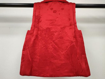 平和屋着物[]女の子　子供　被布　花車地紋　緋色　逸品　DABE7293ma