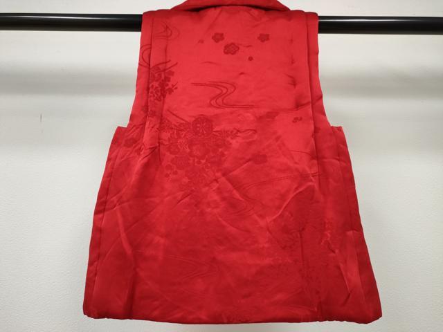 平和屋着物[]女の子　子供　被布　花車地紋　緋色　逸品　DABE7293ma