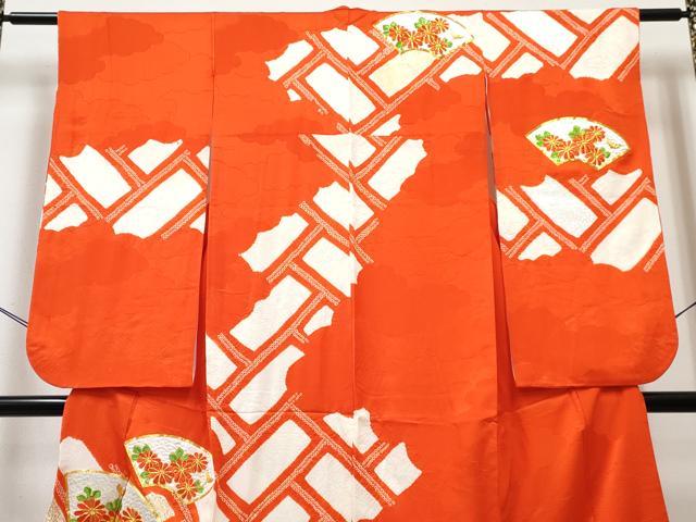 平和屋着物[]七五三 女の子 ７歳 祝着 四つ身 駒刺繍 絞り 地紙花文 金銀彩 逸品 DABE7299ma