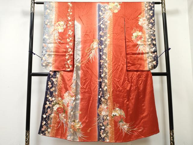 平和屋着物∵女の子　十三参り　子供　祝着　駒刺繍　花蝶鞠文　暈し染め　金彩　逸品　DABE7308ma