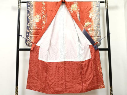 平和屋着物∵女の子　十三参り　子供　祝着　駒刺繍　花蝶鞠文　暈し染め　金彩　逸品　DABE7308ma