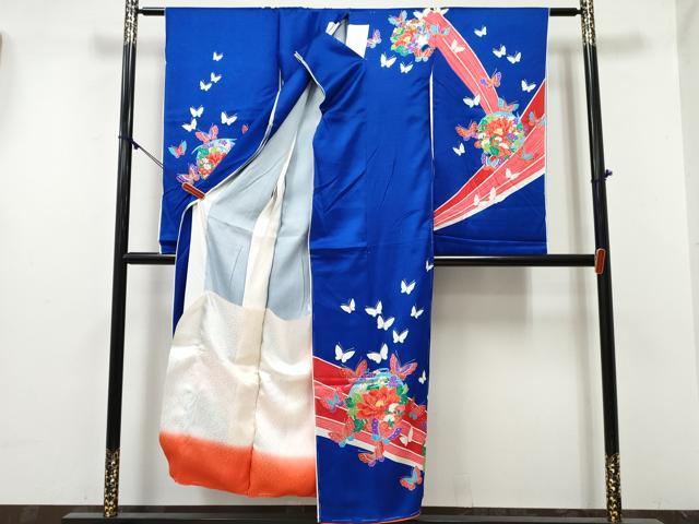 平和屋着物[]七五三　女の子　子供　祝着　花蝶丸文　金銀彩　仮絵羽　逸品　未使用　DABE7317ma