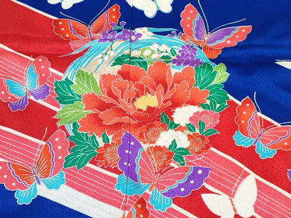 平和屋着物[]七五三　女の子　子供　祝着　花蝶丸文　金銀彩　仮絵羽　逸品　未使用　DABE7317ma