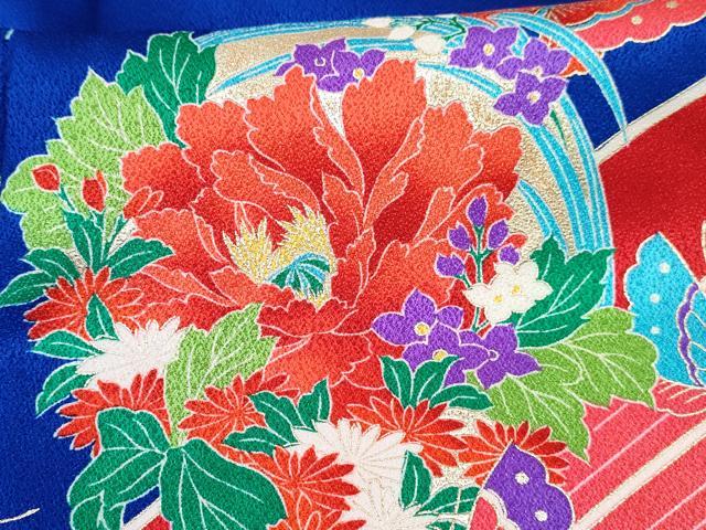 平和屋着物[]七五三　女の子　子供　祝着　花蝶丸文　金銀彩　仮絵羽　逸品　未使用　DABE7317ma