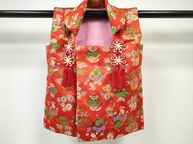 平和屋着物[]女の子　子供　被布　松竹梅　松皮菱花文　金糸　DABE7320ma