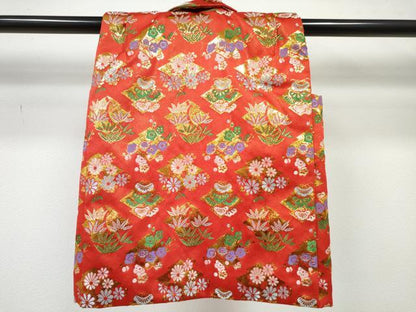 平和屋着物[]女の子　子供　被布　松竹梅　松皮菱花文　金糸　DABE7320ma