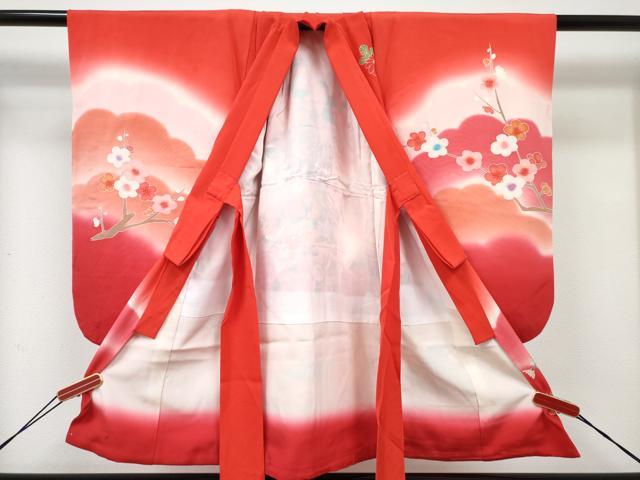 平和屋着物[]七五三　女の子　３歳　祝着　三つ身　花車文　暈し染め　金銀彩　逸品　DABE7321ma