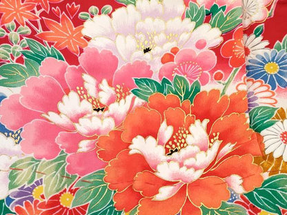平和屋着物[]七五三　女の子　３歳　祝着　三つ身　花車文　暈し染め　金彩　逸品　DABE7322ma