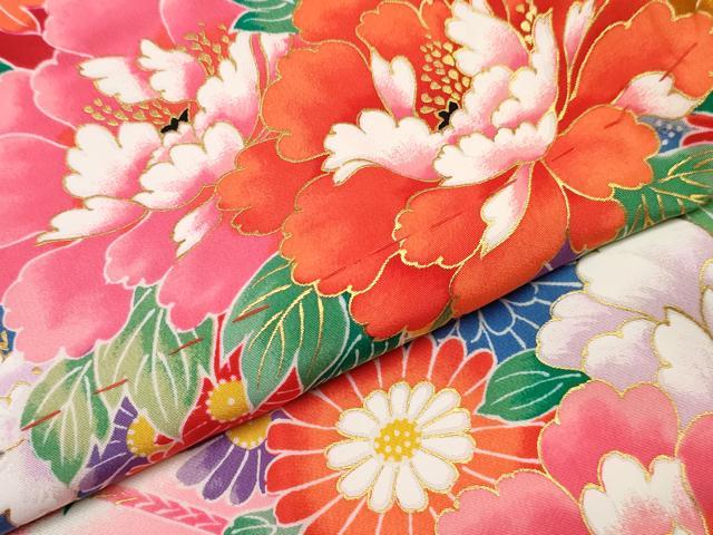 平和屋着物[]七五三　女の子　３歳　祝着　三つ身　花車文　暈し染め　金彩　逸品　DABE7322ma