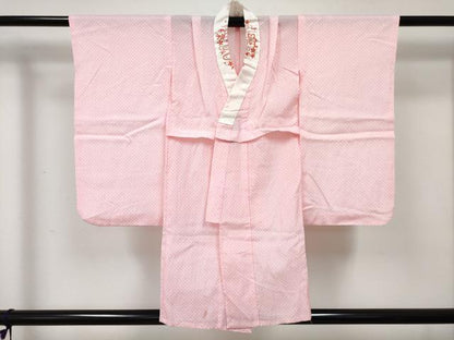 平和屋着物[]七五三　女の子　３歳　祝着　三つ身　長襦袢(無双仕立て・半衿刺繍)セット　梅文　暈し染め　金彩　逸品　DABE7324ma