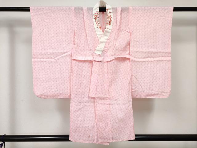 平和屋着物[]七五三　女の子　３歳　祝着　三つ身　長襦袢(無双仕立て・半衿刺繍)セット　梅文　暈し染め　金彩　逸品　DABE7324ma