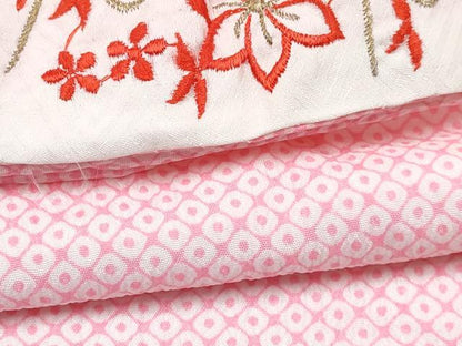 平和屋着物[]七五三　女の子　３歳　祝着　三つ身　長襦袢(無双仕立て・半衿刺繍)セット　梅文　暈し染め　金彩　逸品　DABE7324ma
