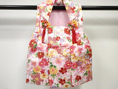 平和屋着物[]七五三　女の子　３歳　祝着　三つ身　長襦袢(単衣)・被布・小物セット　草花文　暈し染め　金彩　洗える着物　DABE7325ma