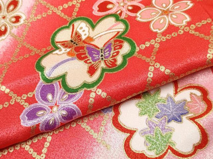 平和屋着物[]七五三　女の子　３歳　祝着　三つ身　被布セット　花蝶文　暈し染め　金彩　DABE7330ma