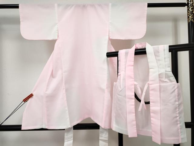 平和屋着物[]七五三 女の子 ３歳 祝着 三つ身 被布セット 無双 絽袷 絽×絽 霞文 暈し染め 洗える着物 DABE7338ma