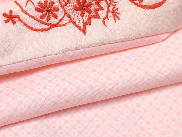 平和屋着物[]女の子 子供 長襦袢 無双仕立て 鹿の子文様 半衿刺繍 洗える着物 DABE7339ma