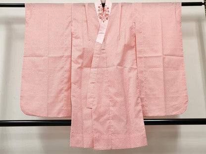 平和屋着物[]女の子 子供 長襦袢 単衣 鹿の子文様 半衿刺繍 洗える着物 DABE7340ma