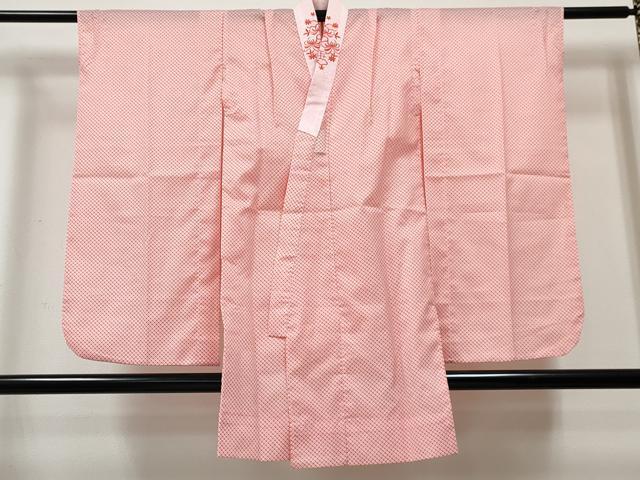 平和屋着物[]女の子 子供 長襦袢 単衣 鹿の子文様 半衿刺繍 洗える着物 DABE7340ma
