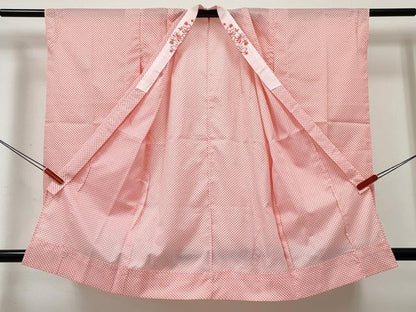 平和屋着物[]女の子 子供 長襦袢 単衣 鹿の子文様 半衿刺繍 洗える着物 DABE7340ma