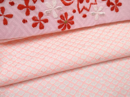 平和屋着物[]女の子 子供 長襦袢 無双仕立て 菱文 半衿刺繍 洗える着物 DABE7342ma
