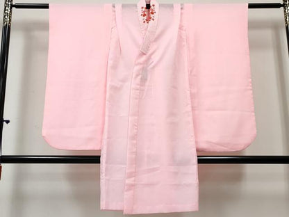 平和屋着物[]女の子 子供 長襦袢 無双仕立て 舞花文 半衿刺繍 DABE7343ma