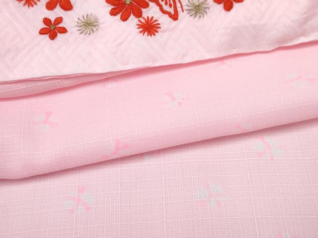 平和屋着物[]女の子 子供 長襦袢 無双仕立て 舞花文 半衿刺繍 DABE7343ma