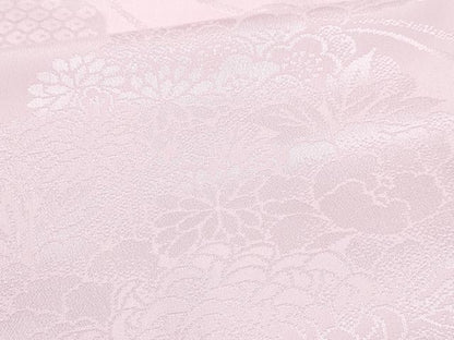 平和屋着物[]女の子 子供 長襦袢 無双仕立て 草花地紋 ピンク色 半衿刺繍 洗える着物 DABE7344ma