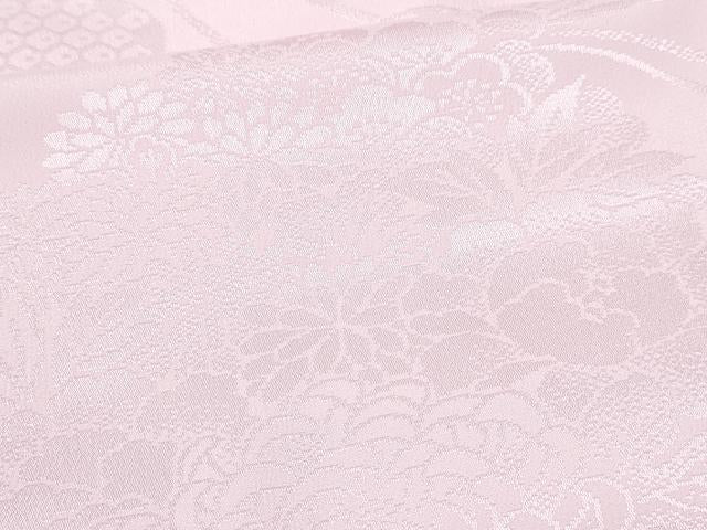 平和屋着物[]女の子 子供 長襦袢 無双仕立て 草花地紋 ピンク色 半衿刺繍 洗える着物 DABE7344ma