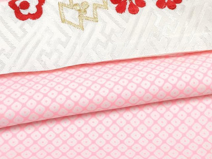 平和屋着物[]七五三 女の子 ７歳 祝着 四つ身 長襦袢(無双仕立て・半衿刺繍) 花蝶文 金彩 逸品 DABE7355ma