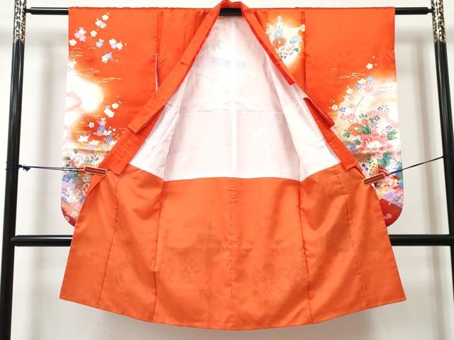 平和屋着物[]七五三　女の子　３歳　祝着　三つ身　鼓花文　暈し染め　金彩　逸品　DABE7357ma