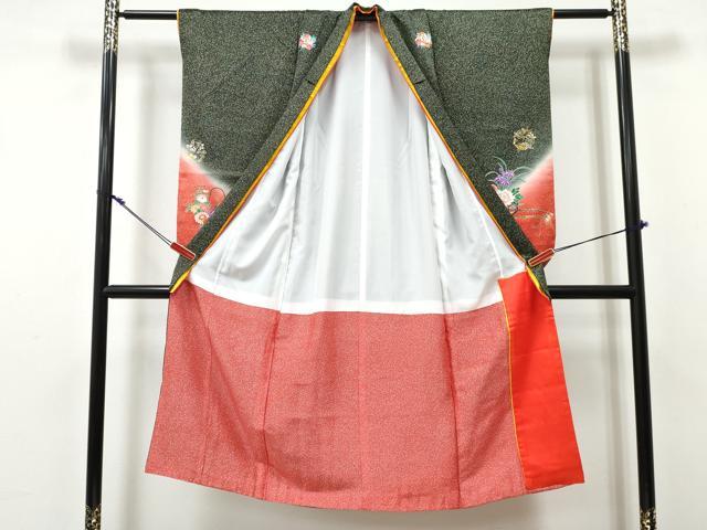 平和屋着物[]七五三　女の子　７歳　祝着　四つ身　花車文　暈し染め　金銀彩　逸品　DABE7359ma