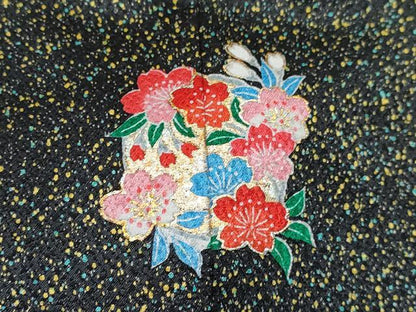 平和屋着物[]七五三　女の子　７歳　祝着　四つ身　花車文　暈し染め　金銀彩　逸品　DABE7359ma