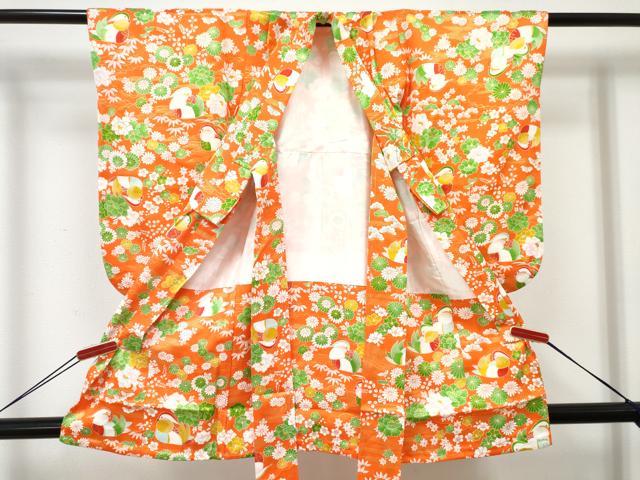 平和屋着物[]七五三　女の子　３歳　祝着　三つ身　鴛鴦花文　金彩　逸品　DABE7366ma