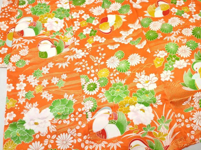 平和屋着物[]七五三　女の子　３歳　祝着　三つ身　鴛鴦花文　金彩　逸品　DABE7366ma