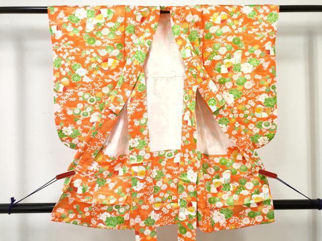 平和屋着物[]七五三　女の子　３歳　祝着　三つ身　鴛鴦花文　金彩　逸品　DABE7367ma