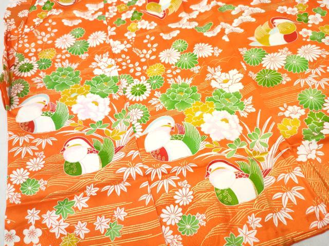 平和屋着物[]七五三　女の子　３歳　祝着　三つ身　鴛鴦花文　金彩　逸品　DABE7367ma
