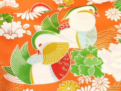 平和屋着物[]七五三　女の子　３歳　祝着　三つ身　鴛鴦花文　金彩　逸品　DABE7367ma