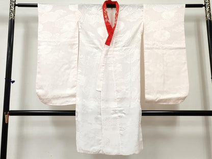 平和屋着物[]七五三　女の子　７歳　祝着　四つ身　襦袢(無双仕立て・半衿刺繍)セット　鴛鴦花文　金彩　逸品　DABE7372ma