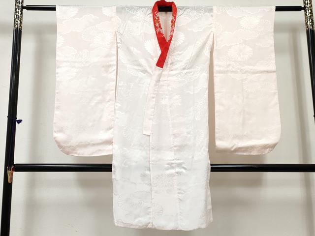 平和屋着物[]七五三　女の子　７歳　祝着　四つ身　襦袢(無双仕立て・半衿刺繍)セット　鴛鴦花文　金彩　逸品　DABE7372ma