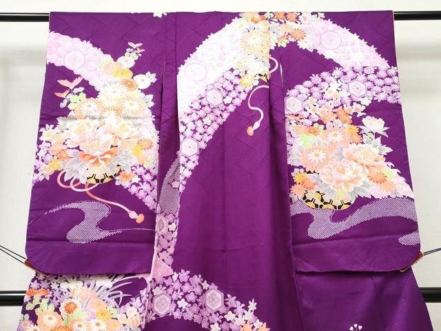 平和屋着物[]七五三 女の子 ７歳 祝着 四つ身 花車文 金彩 DABE7375ma