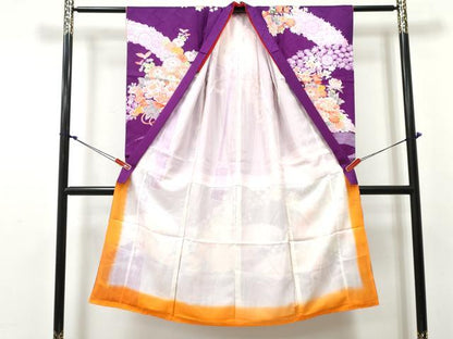 平和屋着物[]七五三 女の子 ７歳 祝着 四つ身 花車文 金彩 DABE7375ma