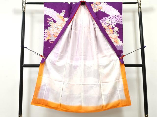 平和屋着物[]七五三 女の子 ７歳 祝着 四つ身 花車文 金彩 DABE7375ma