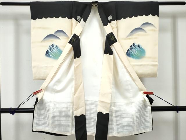 平和屋着物[]お宮参り　男の子　祝着　産着　初着　のしめ　作家物　鷹　鷲　風景文　暈し染め　金彩　逸品　DABE7387ma