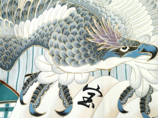 平和屋着物[]お宮参り　男の子　祝着　産着　初着　のしめ　駒刺繍　鷹　鷲　宝船　金彩　逸品　DABE7388ma