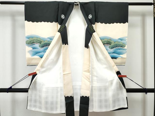 平和屋着物[]お宮参り　男の子　祝着　産着　初着　のしめ　刺繍　宝船　飛鶴立波松文　金彩　逸品　DABE7389ma